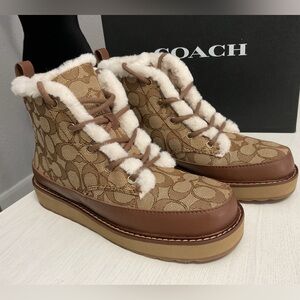 Coach Women's Tan and Brown Shearling Boots